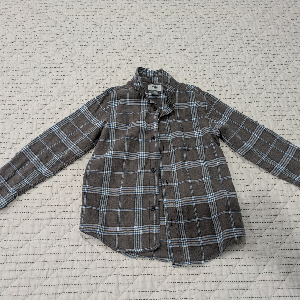 Old Navy Kids Plaid Button-Down Shirt - Brown and Blue